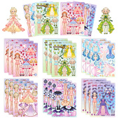 城堡仙子美丽公主换装 拼图贴纸脸部DIY裙子头饰首饰女孩创意贴画