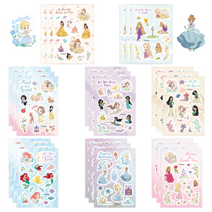 抖音同款 白雪公主美人鱼贴纸长发公主野兽公主卡通图案手账贴画