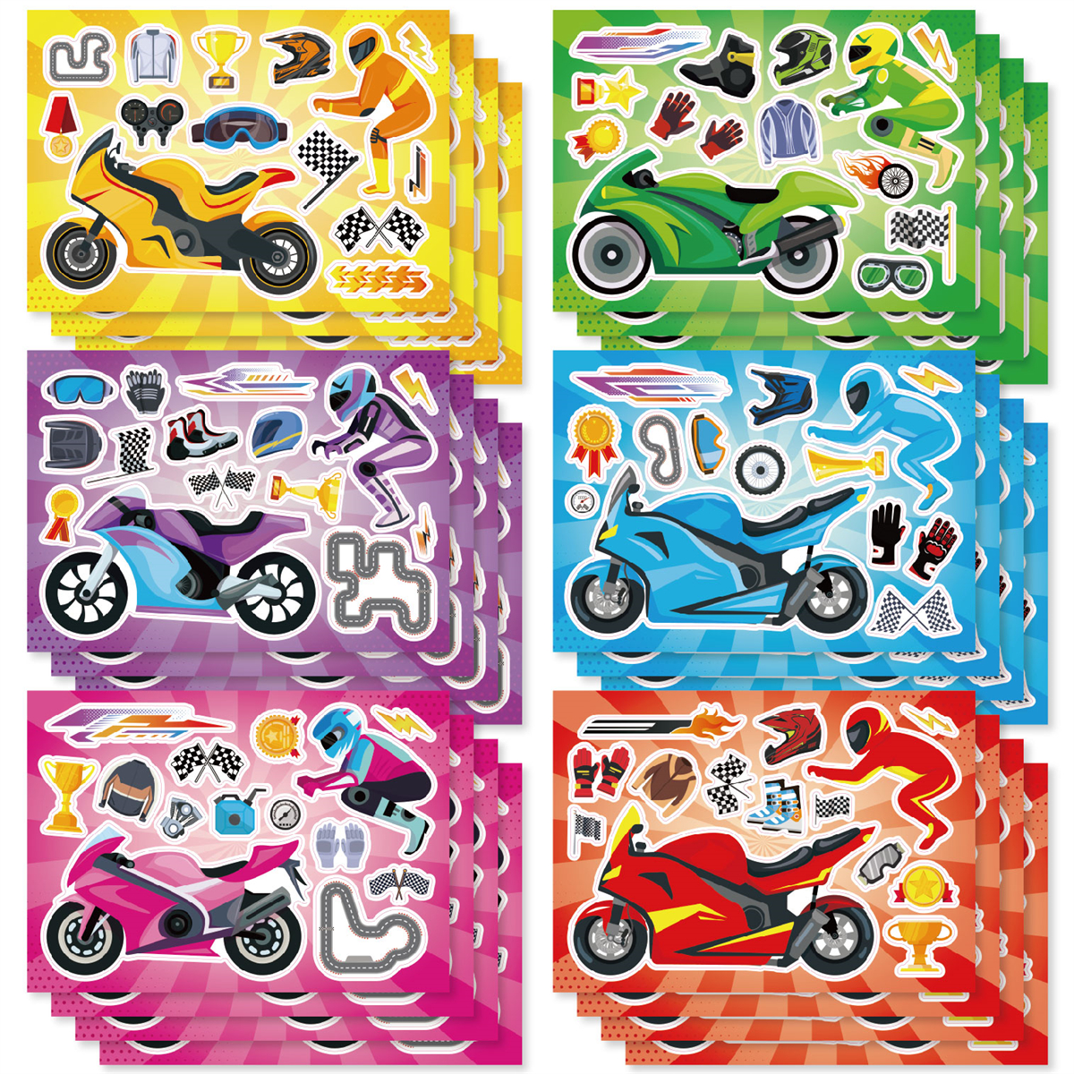 赛车摩托车机车拼图贴纸