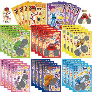 旋风战车队怪兽卡车拼图贴纸周边学生儿童动脑益智DIY手账脸贴