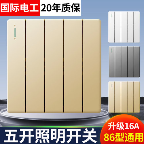 客厅照明五开一单一双控灯开关