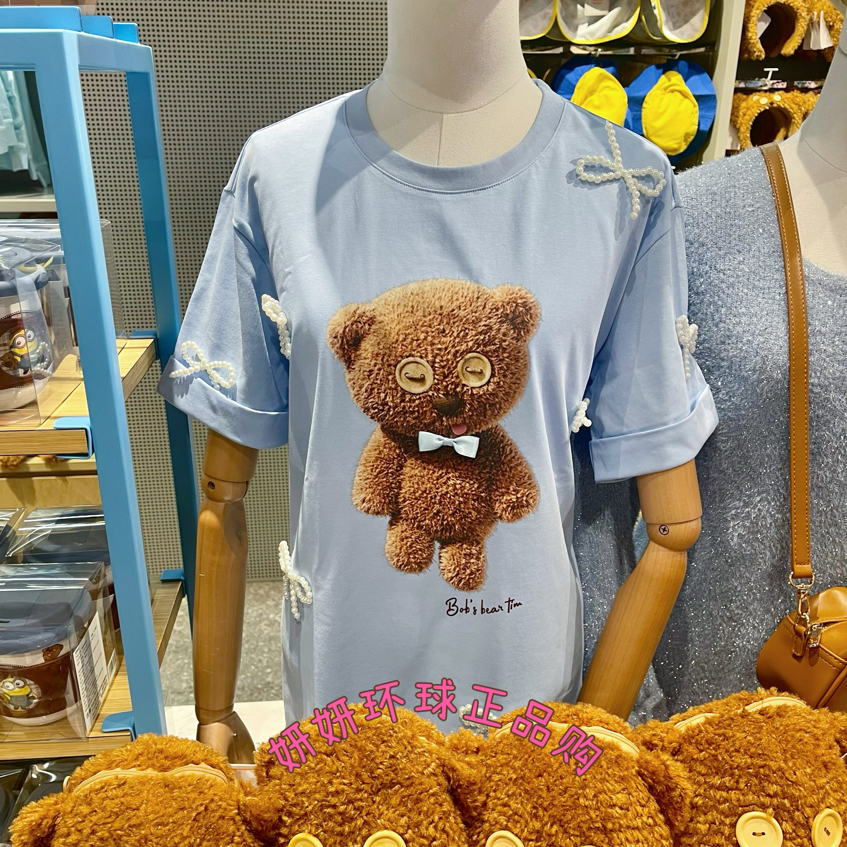 北京环球影城正品代购 2025新款小黄人tim蝴蝶结女士夏季短袖T恤