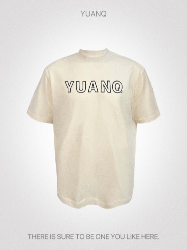 YUANQ25SS基础款美式短袖小领口小众休闲复古原创宽松重磅百搭T恤