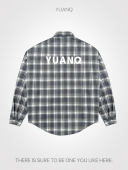 YUANQ25AW美式 男女宽松休闲百搭衬衣外套潮牌上衣 复古灰格子衬衫