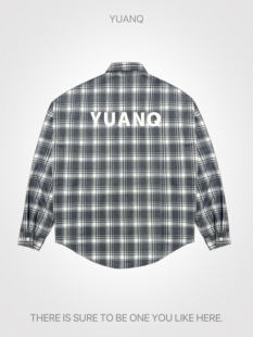 YUANQ25AW美式 男女宽松休闲百搭衬衣外套潮牌上衣 复古灰格子衬衫