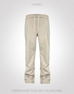 原创休闲cleanfit阔腿裤 YUANQ24AW极简主义绒格子微喇叭长裤 美式