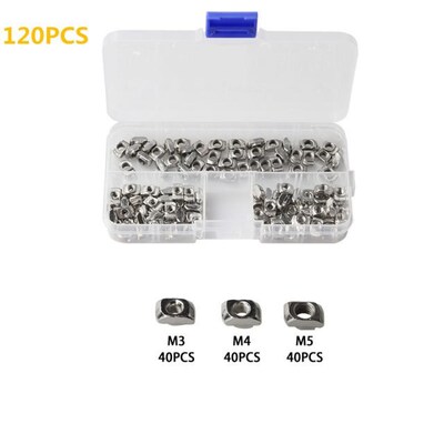 120Pcs M3 M4 M5 Nickel Plated T nut Hammer Head Fasten Nut
