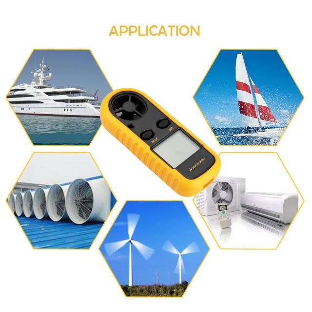 Mini LCD Digital Anemometer Wind Speed Air Velocity Temperat