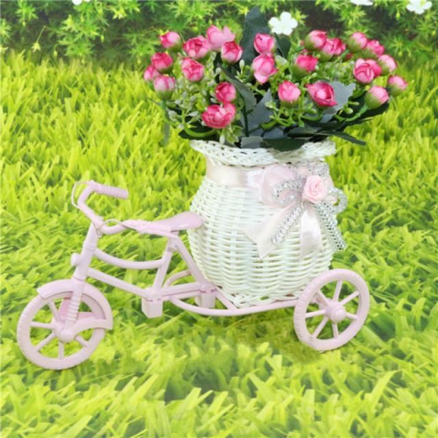 Idyllic style rattan bicycle flower basket set flower weddin
