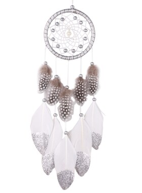 Mini Car Dream Catcher Beaded Natural Feathers Handcraft Chi