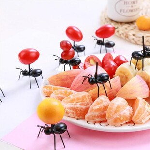 12pcs Lovely Ant Fruit Fork Fruit Pick Bento Accessories Tab