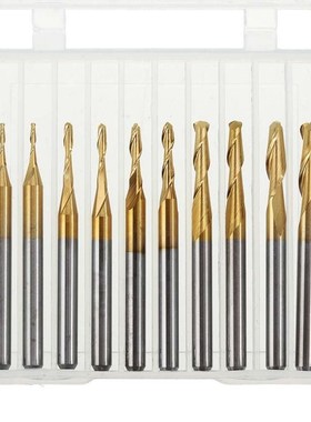 10pcs 3.175mm Shank Titanium Coated Ball Nose HSS End Millin