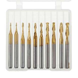 10pcs 3.175mm Shank Titanium Coated Ball Nose HSS End Millin