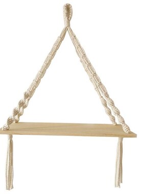 RecabLeght Nordic Style Manual Woven Cotton Rack Wall Wooden