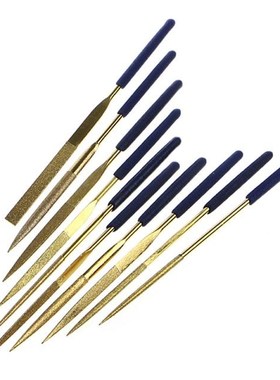 10Pcs Mini Files Titanium Diamond Coating Needle Flat File S