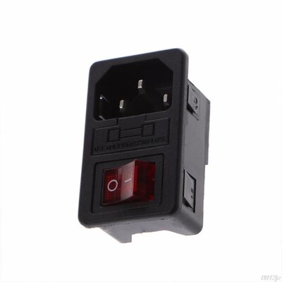 6A 250V 10A 125V SPST Rocker Switch 3 Pin IEC320 C14 Inlet M