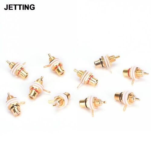 10pcs Panel Mount Gold Plated RCA Female Plug Jack Audio Soc