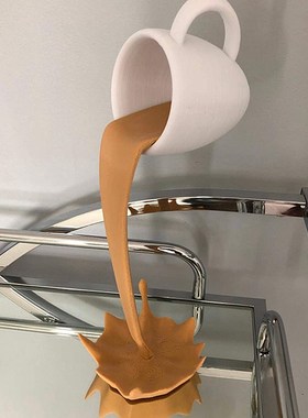 1pc Floating Spilling Coffee Cup Sculpture Kitchen Decoratio