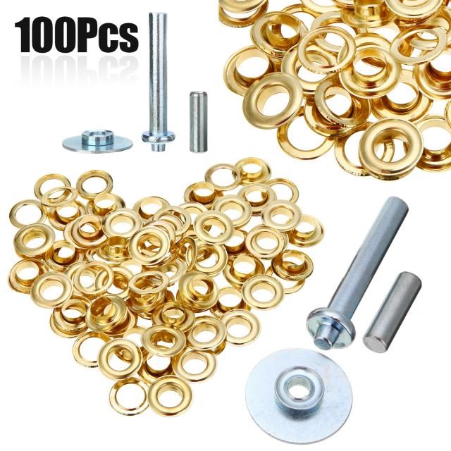 Mayitr 100Pcs Punch Grommets and Tarpaulin Awning Tent Tarp
