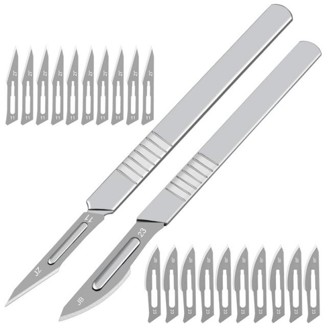 10pcs 11# 23# Carbon Steel Surgical Scalpel Blades + 1pc Han