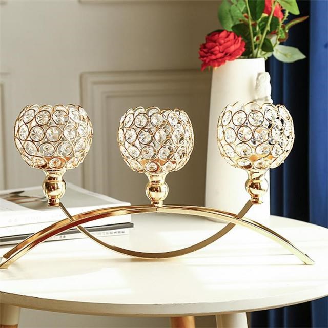 Crystal Candle Holder 3 Arms Candelabra Table Ornament Candl