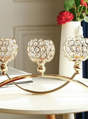 Crystal Candle Holder 3 Arms Candelabra Table Ornament Candl