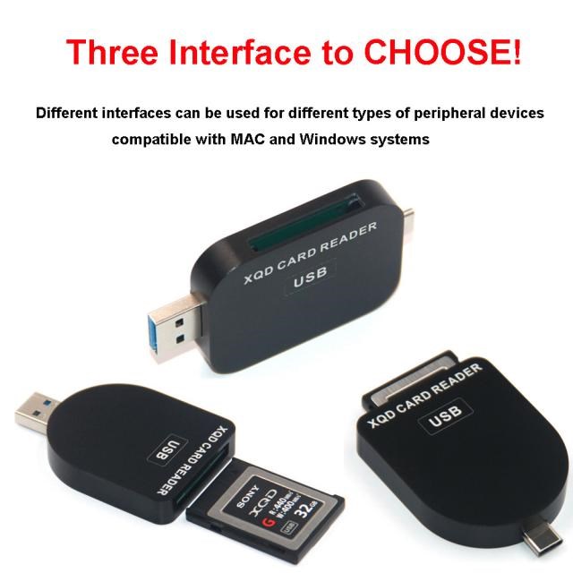 XQD Card Reader Adapter USB3.0 Type A & Type C & Typ-A + Typ
