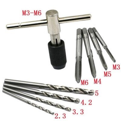9Pcs/Set T Type Machine Hand Screw Thread Taps Reamer M3/M4/
