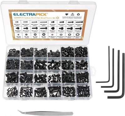 Electrapick 1200pcs Countersunk Hexagon Small Mini Screw Nut