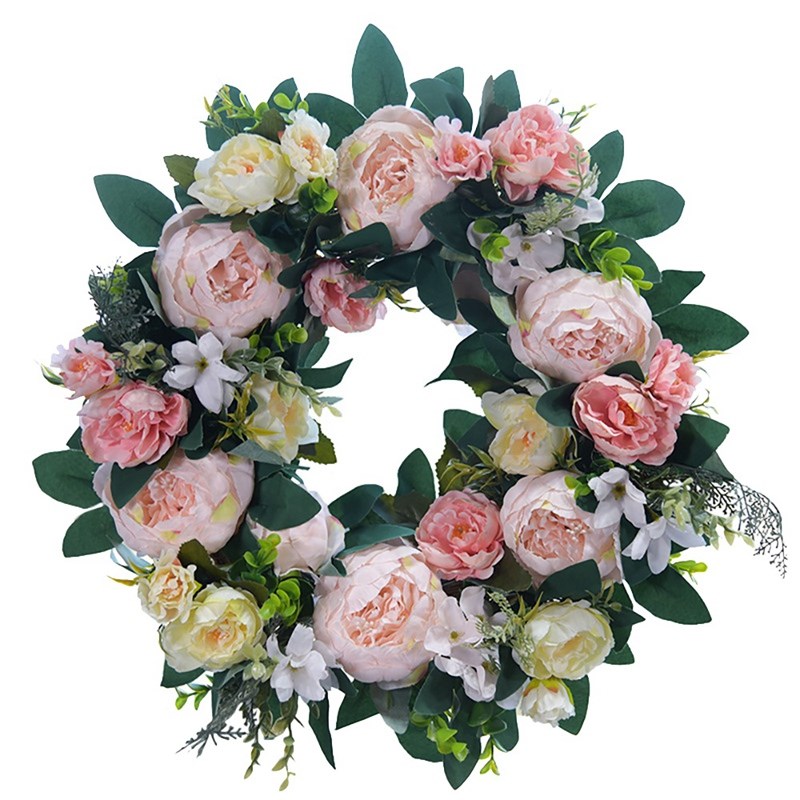 Artificial Peony Wreath Spring Wreath for Front Door Wedding