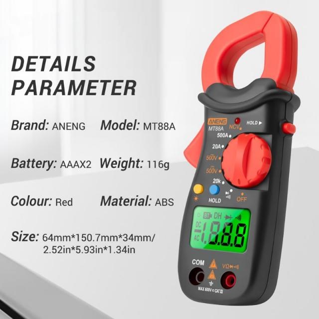 MT88A 1999 Digital Clamp Meter 1999 Counts Multimeter 500A A