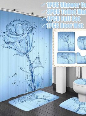 Romantic Water Flower Bathroom Non-slip Mat Set Durable Wate