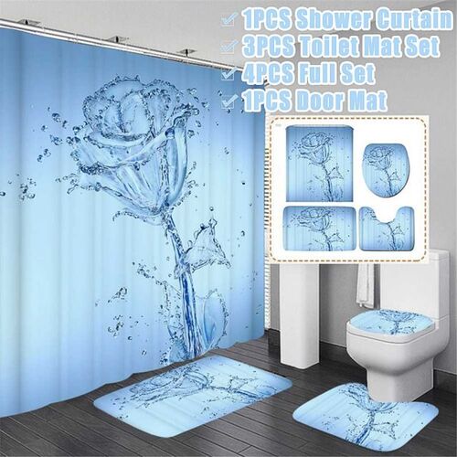 Romantic Water Flower Bathroom Non-slip Mat Set Durable Wate