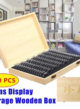 100 Coin Storage Boxes Round Coin Wooden Storage Box Commemo