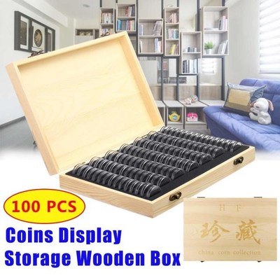 100 Coin Storage Boxes Round Coin Wooden Storage Box Commemo
