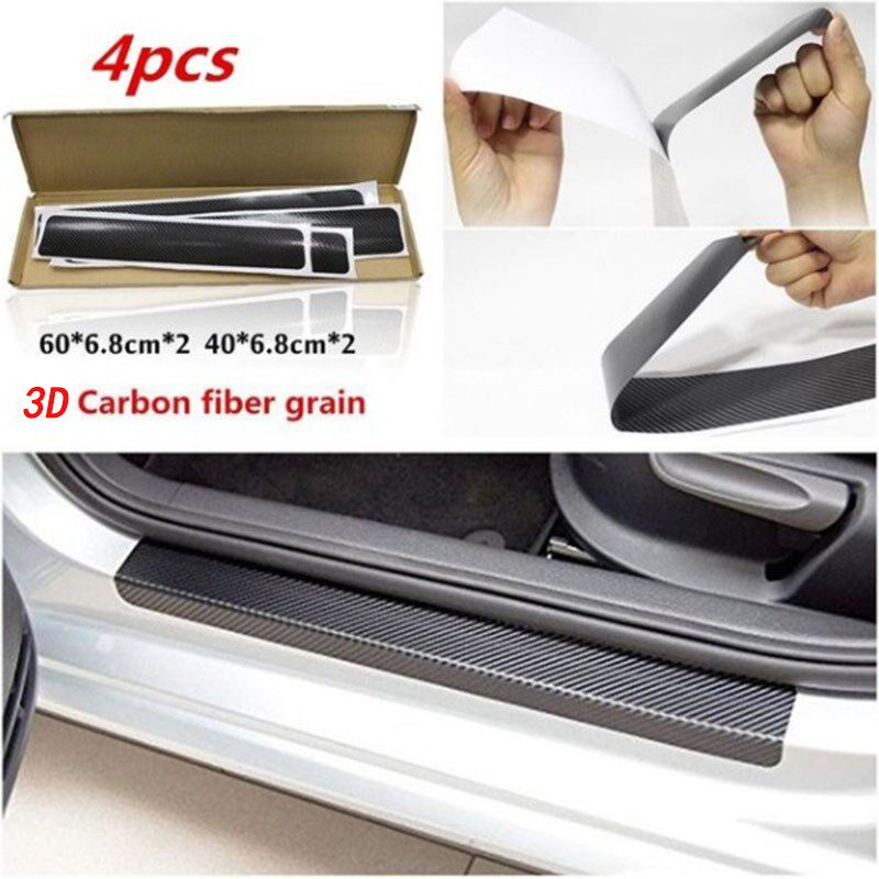 4PCS Carbon fiber stickers for car doorsills door scratch-re
