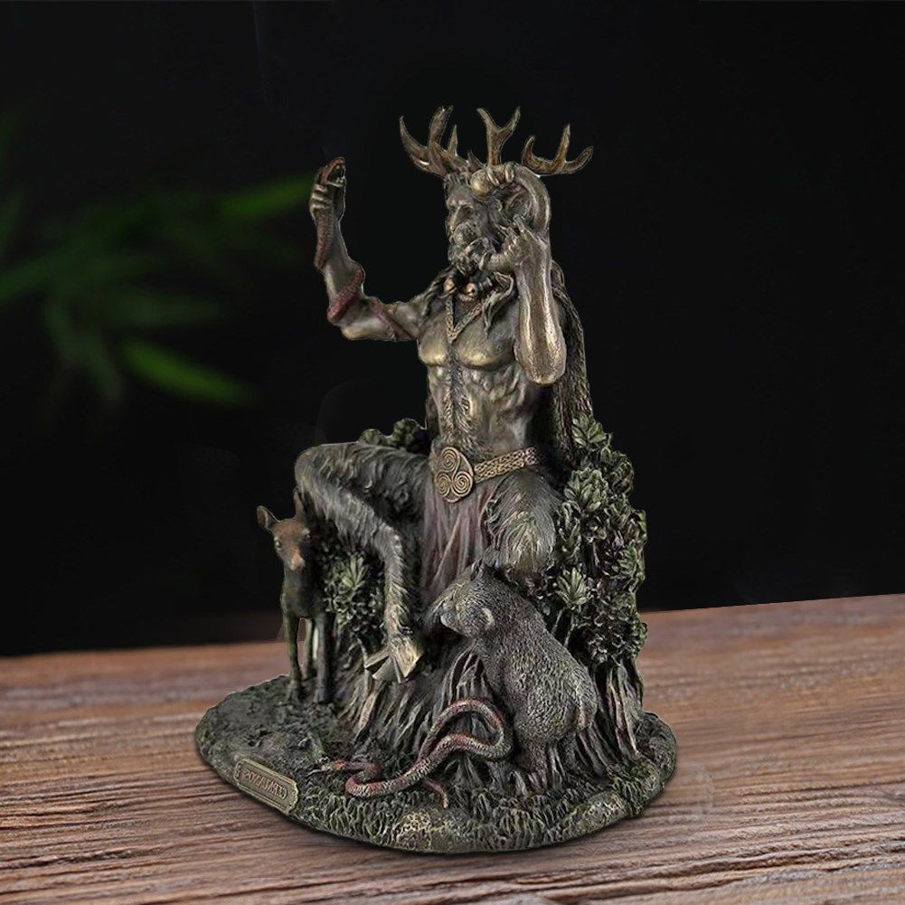 cernunnos horned animal god figurine resin underworld god sc