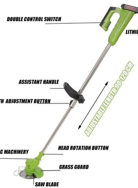 1800W 24V Electric Lawn Mower Cordless Grass Trimmer  Mowing