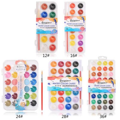 36 Color Fundamental Watercolor Pain Set with Paint Brush Wa