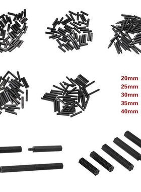 50Pcs M3 Black Hex Nylon Standoff Spacer Column 20/25/30/35/