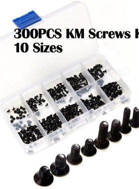 300Pcs Flat Head KM Laptop Screws Set 10Sizes Assemble Repai