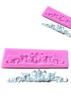 3D Flower Baroque Scroll Relief Border Silicone Mold Cupcake