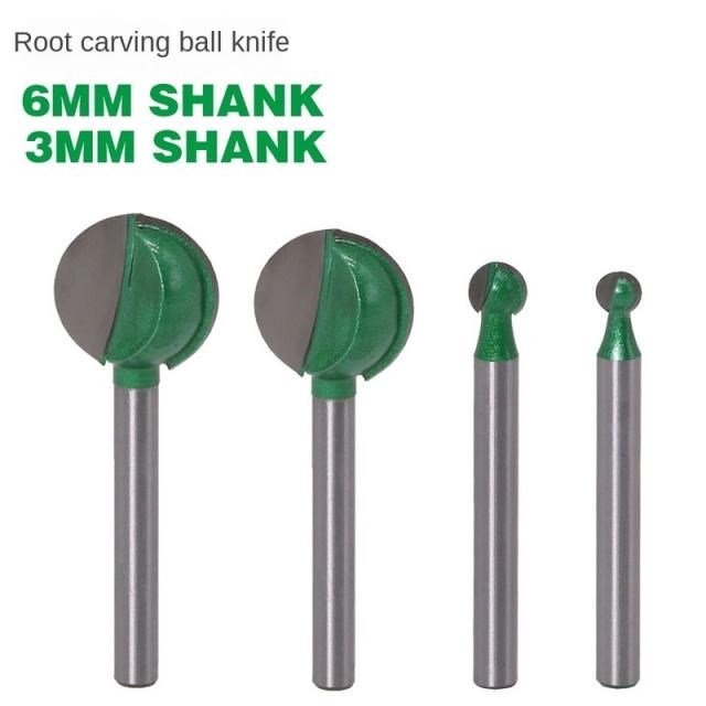 4PC 6MM/3PC 3MM Shank Ball Nose Round Carving Bit Cove CNC M