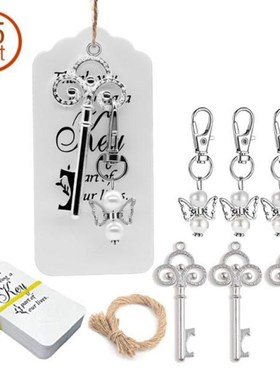 25pcs/set Key Bottle Opener Angel Keychain with Tags Wedding