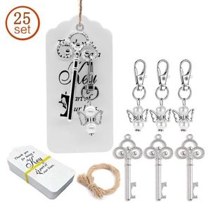 25pcs/set Key Bottle Opener Angel Keychain with Tags Wedding