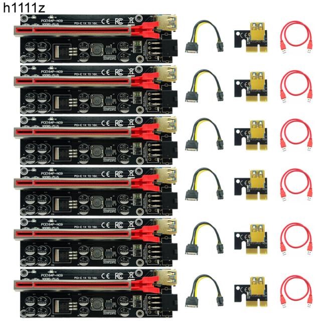 6PCS PCIE Riser 009S Plus Video Card Extension Cable Riser P