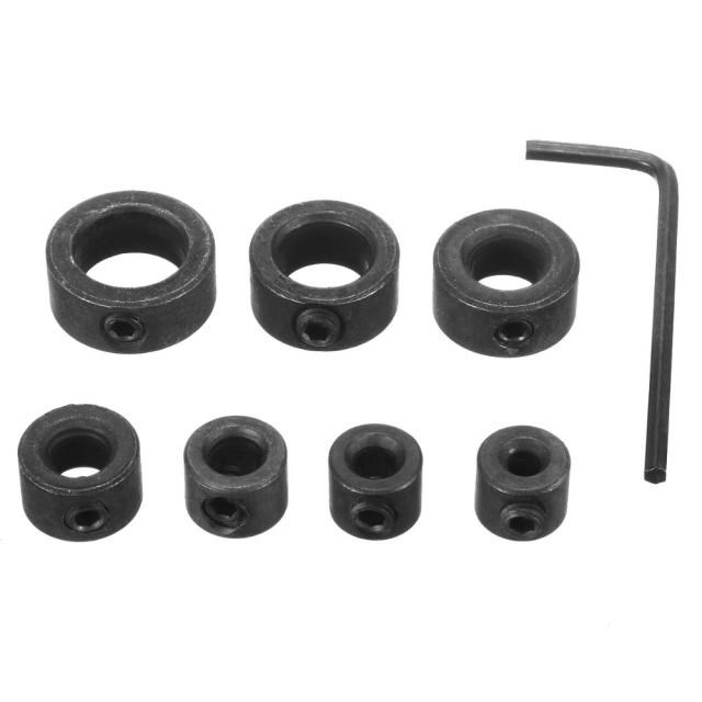 7pcs Woodworking Drill Bit Depth Stop Collars Ring Dowels 3/