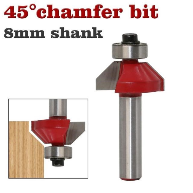 1PC 8MM Shank 45 Degree Chamfer Forming Bevel Edge Cutter Wo