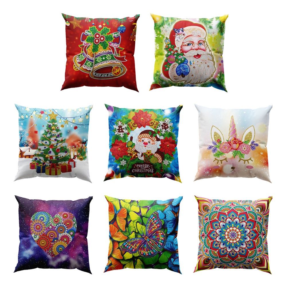 Merry Christmas Pillow Case 5D Mosaic Diamond Pillow Case Dr_虎窝淘