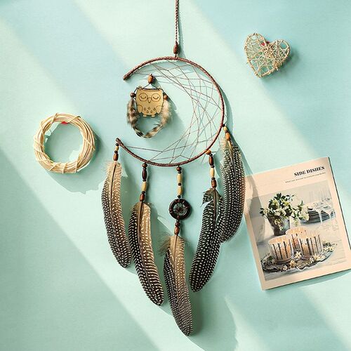 Fancy Owl Feather Dream Catcher Wind Chimes DIY Pendant Wind